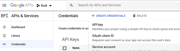 Google API Create Credentials