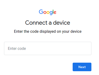 Google Connect a device with code