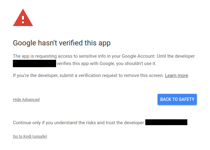 Google hasn't verified this app