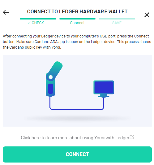 Connect to ledger hardware wallet