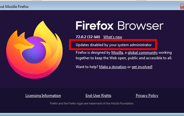 Disable automatic updates Firefox