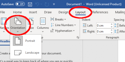 Page Orientation in Word