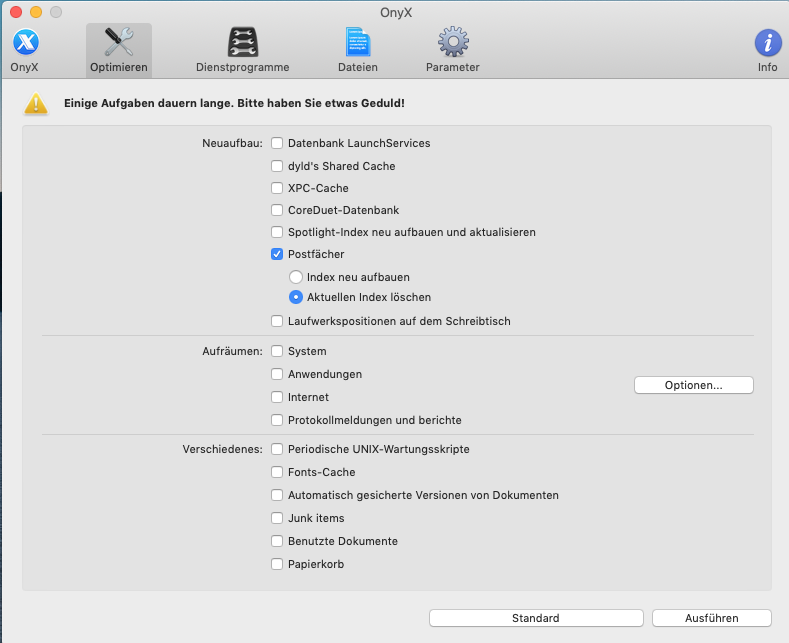 Delete current mailbox index of Mail app