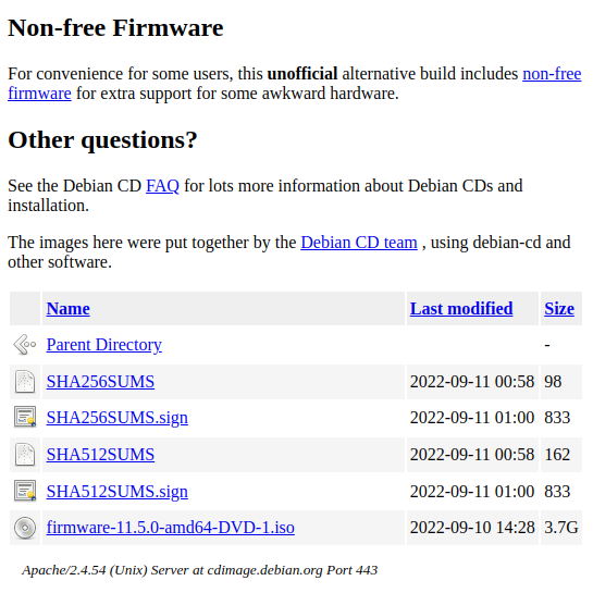 Debian installer with non-free firmware included
