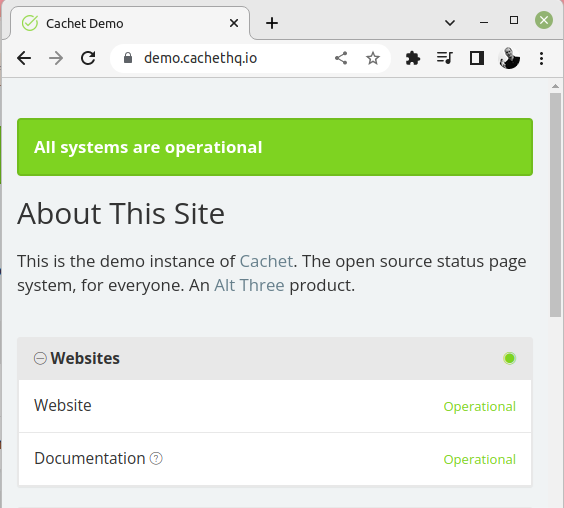 Cachet is an open source status page software