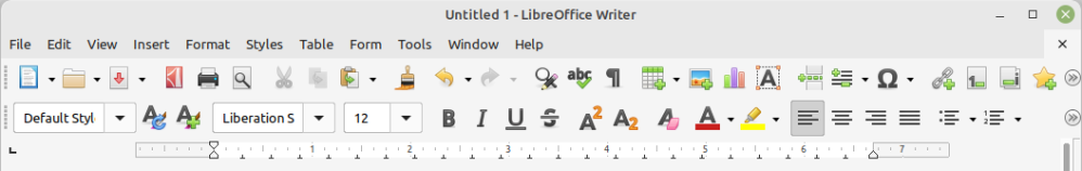 LibreOffice default user interface