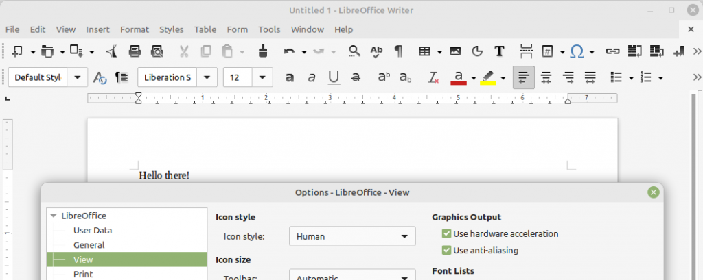 LibreOffice with icon style Human