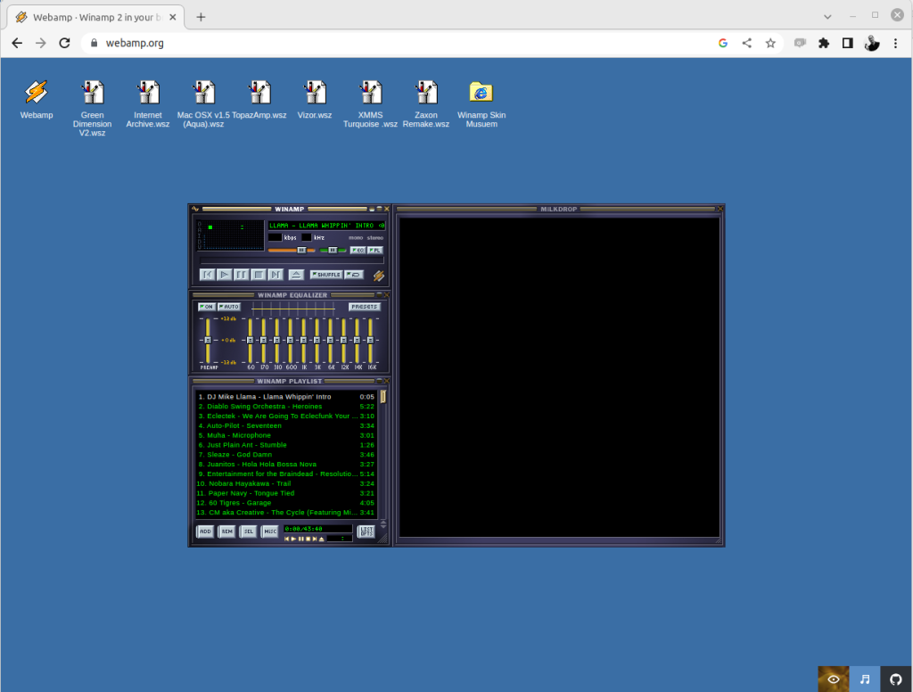 webamp.com lets you use Winamp in the browser