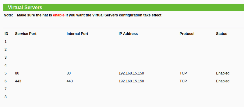 Port forwarding using "Virtual Servers" in TP-Link router