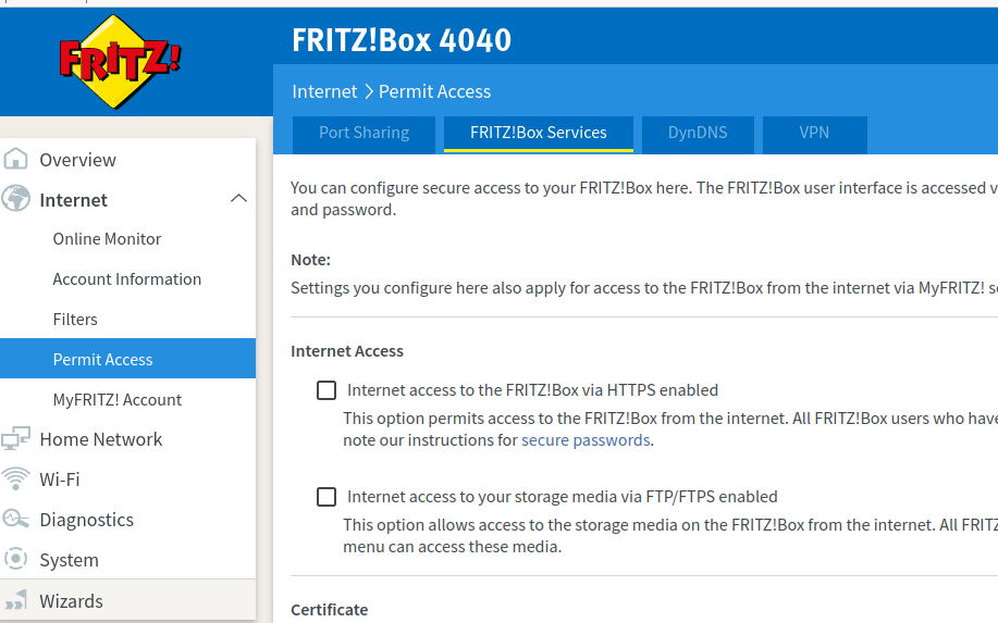 Fritz!Box original user interface
