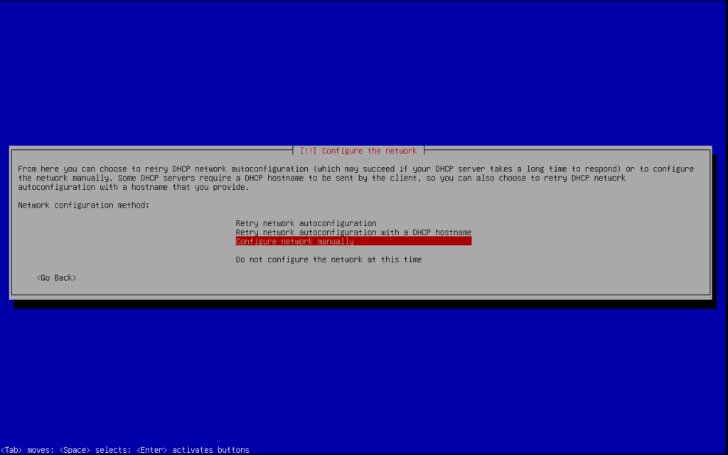 Configure network manually