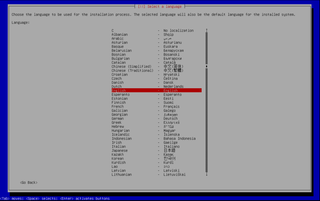 Select system language