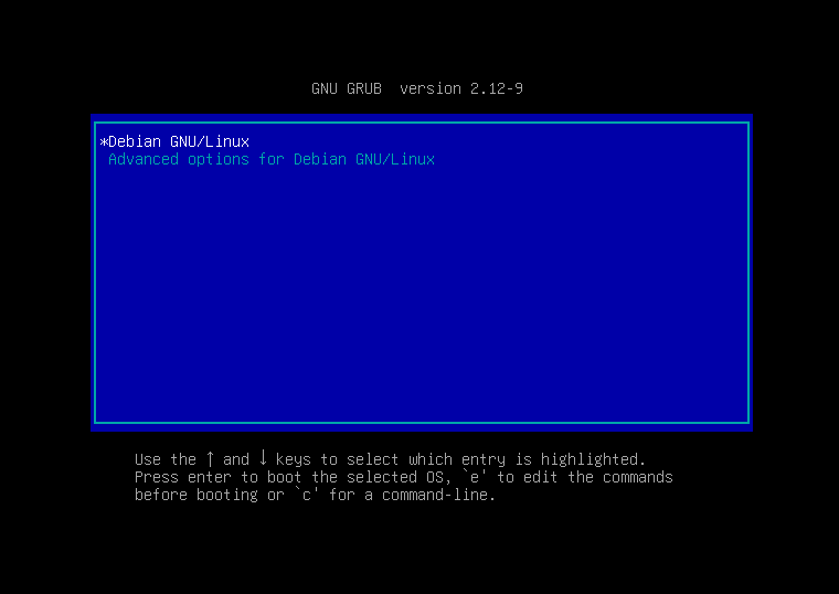 Grub boot loader shows Debian as boot option