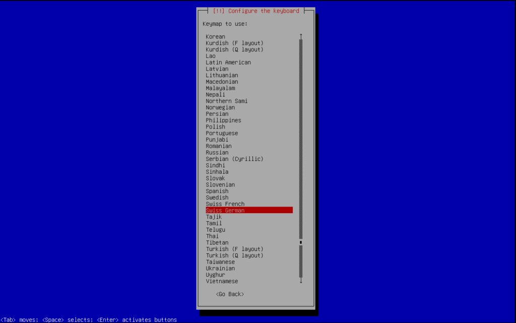Select keyboard layout