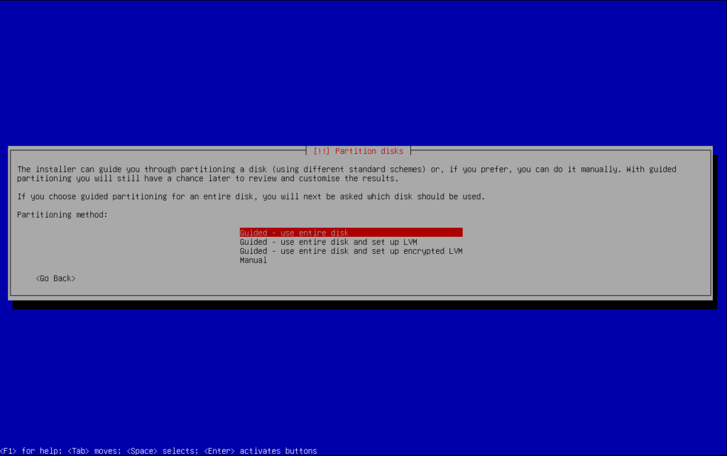 Partition disks in Debian 13