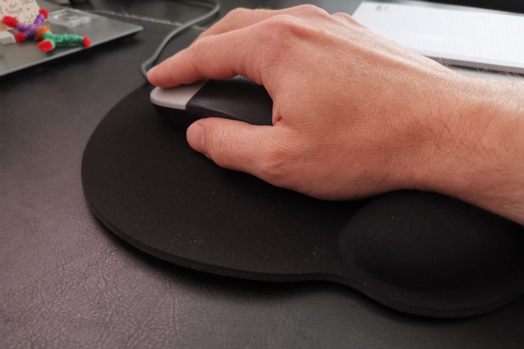 Using an ergonomic mouse pad.