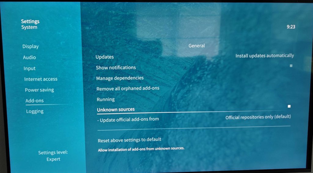 Allow the installation of add-ons from unkonwn sources.