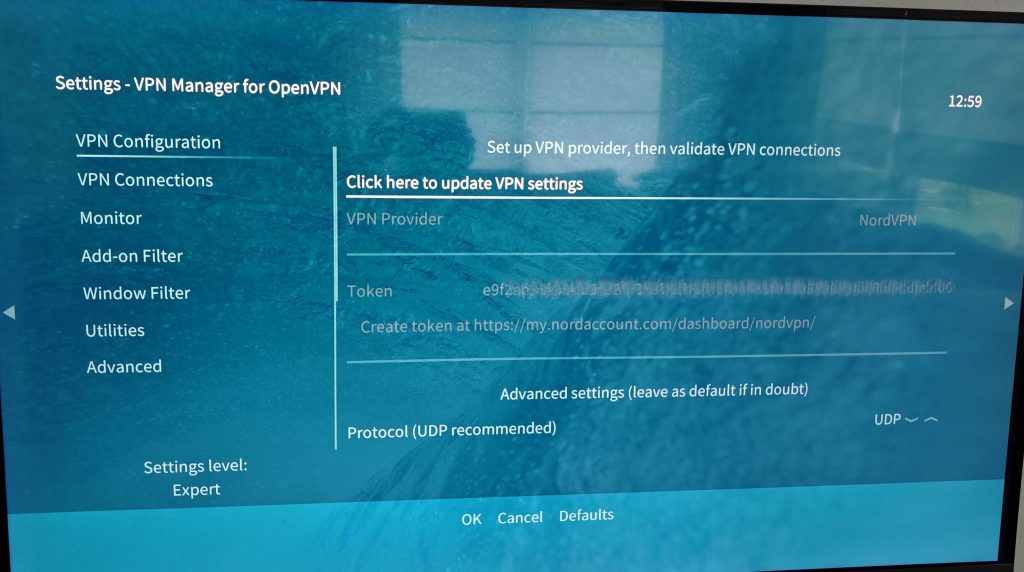 Existing VPN connection configuration or restart setup wizard inside the VPN Manager settings.