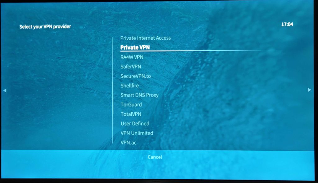 Select your VPN Provider in VPN Manager wizard.