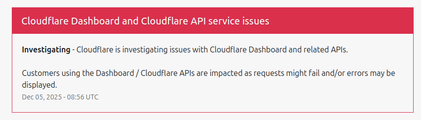 Clouflare status confirms incident