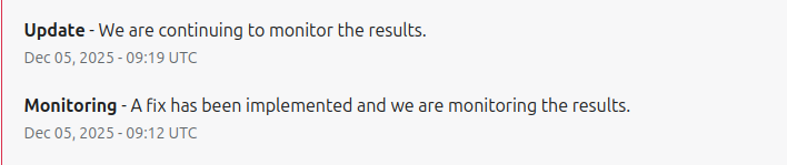 Clouflare status update