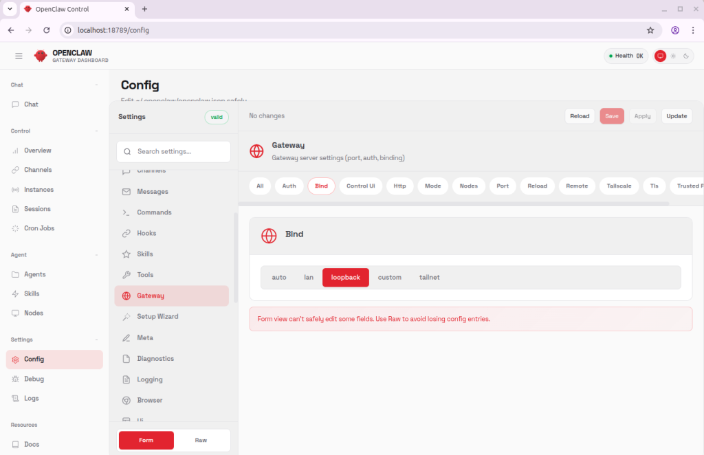 The OpenClaw Dashboard can also be used for configuration of OpenClaw.