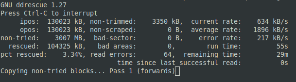 ddrescue running into bad sectors