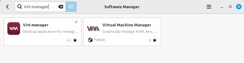 Virt-Manager package seen in Software Manager on Linux Mint