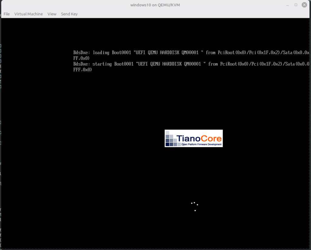 Virtual Machine now booting with UEFI firmware.