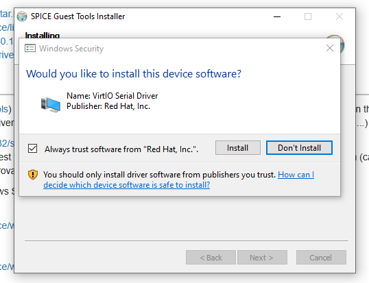 Install VirtIO Drivers inside Windows VM.